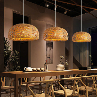 Luxury Bamboo Woven Simple Japanese Pastoral Chandelier