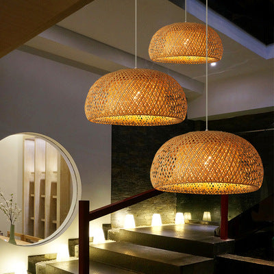 Luxury Bamboo Woven Simple Japanese Pastoral Chandelier
